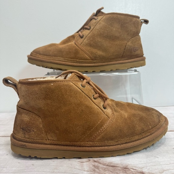 UGG Men’s Neumel Brown Suede Upcycled Shearling Wool Lined Chukka Boot Size 10 - Picture 2 of 13